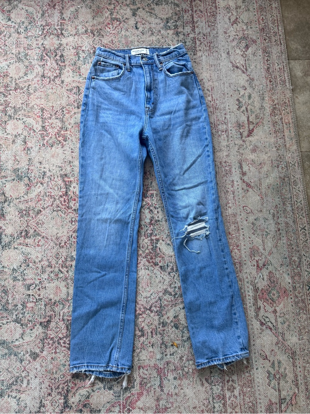 Abercrombie & Fitch Ankle straight high rise denim 0 LONG